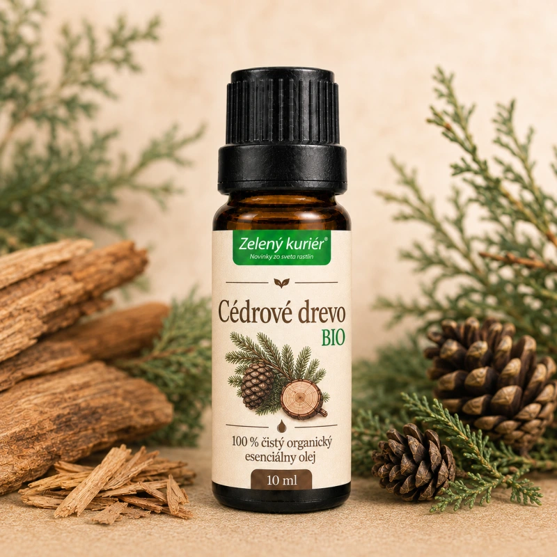 Cédrové drevo BIO – 100 % čistý organický esenciálny olej, 10 ml