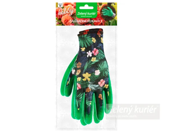 Záhradné rukavice s rastlinným motívom. 1pár. Veľkosť M a S [K-①]